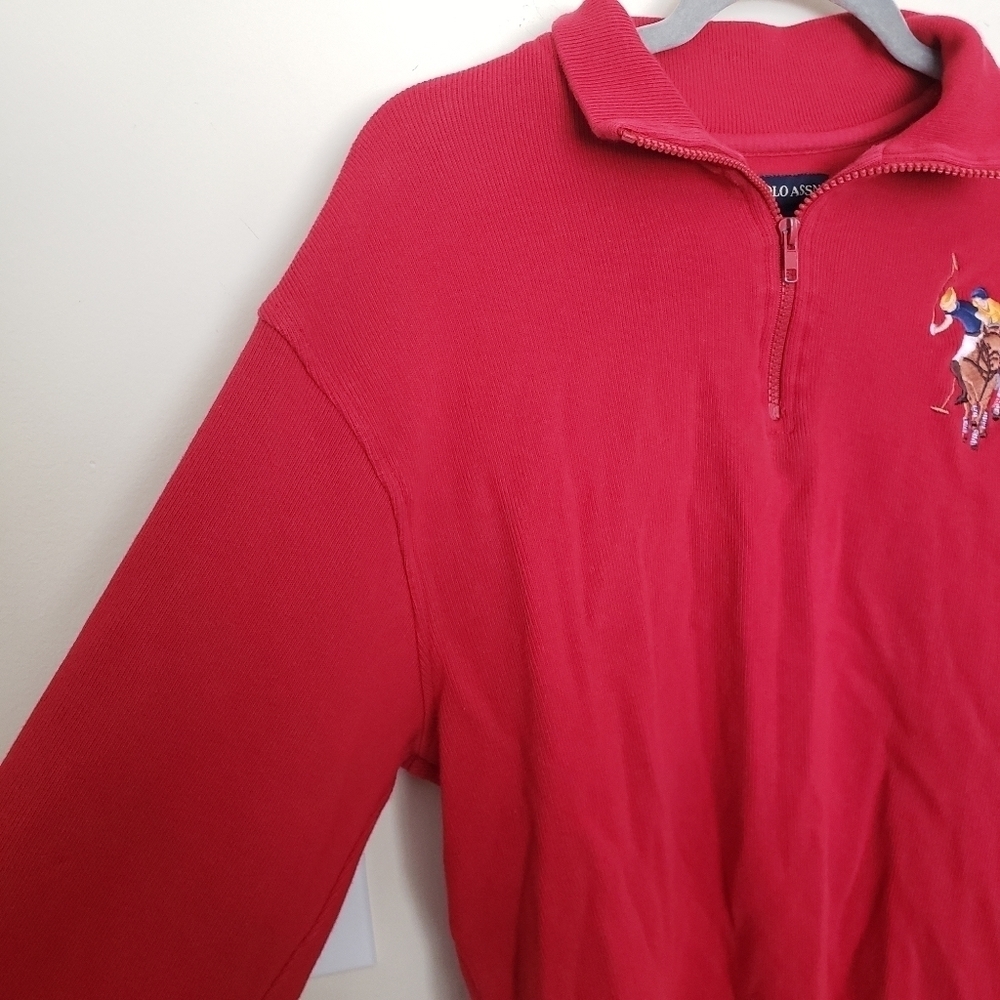 U.S. Polo Assn Red Half Zip Up Sweater - Picture 3 of 14